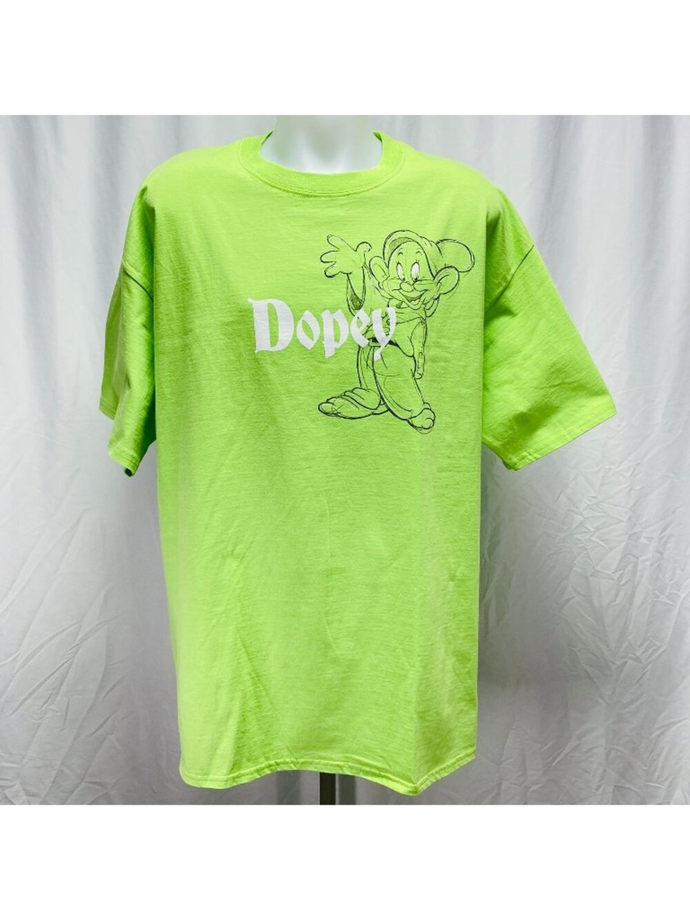 Disneyland Dopey Green T-Shirt By Hanes 2XL Funny Cartoon Graphic